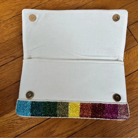 “MRS” Rainbow Beaded Clutch Purse NWT - Picture 7 of 9